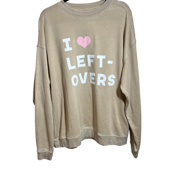 “I ❤️ Leftovers” Graphic Sweatshirt – Tan/Beige - Picture 1 of 11